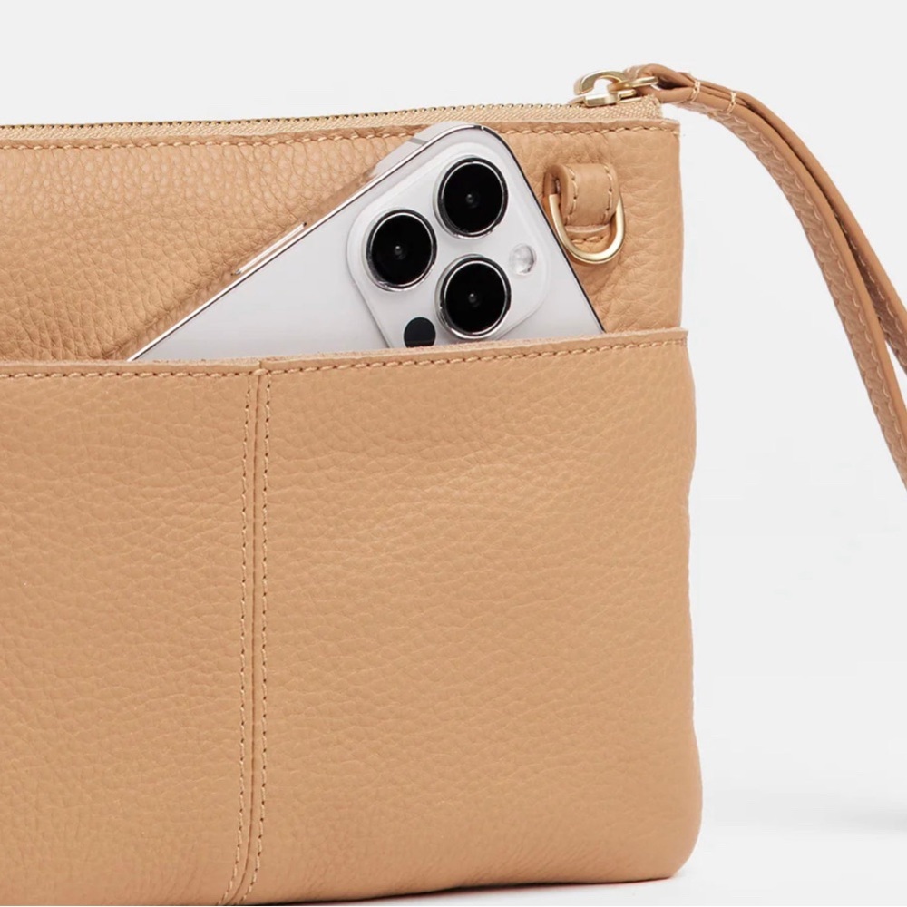 Hammitt Tan Leather Clutch with Dark Metal Accents - Picture 2 of 2
